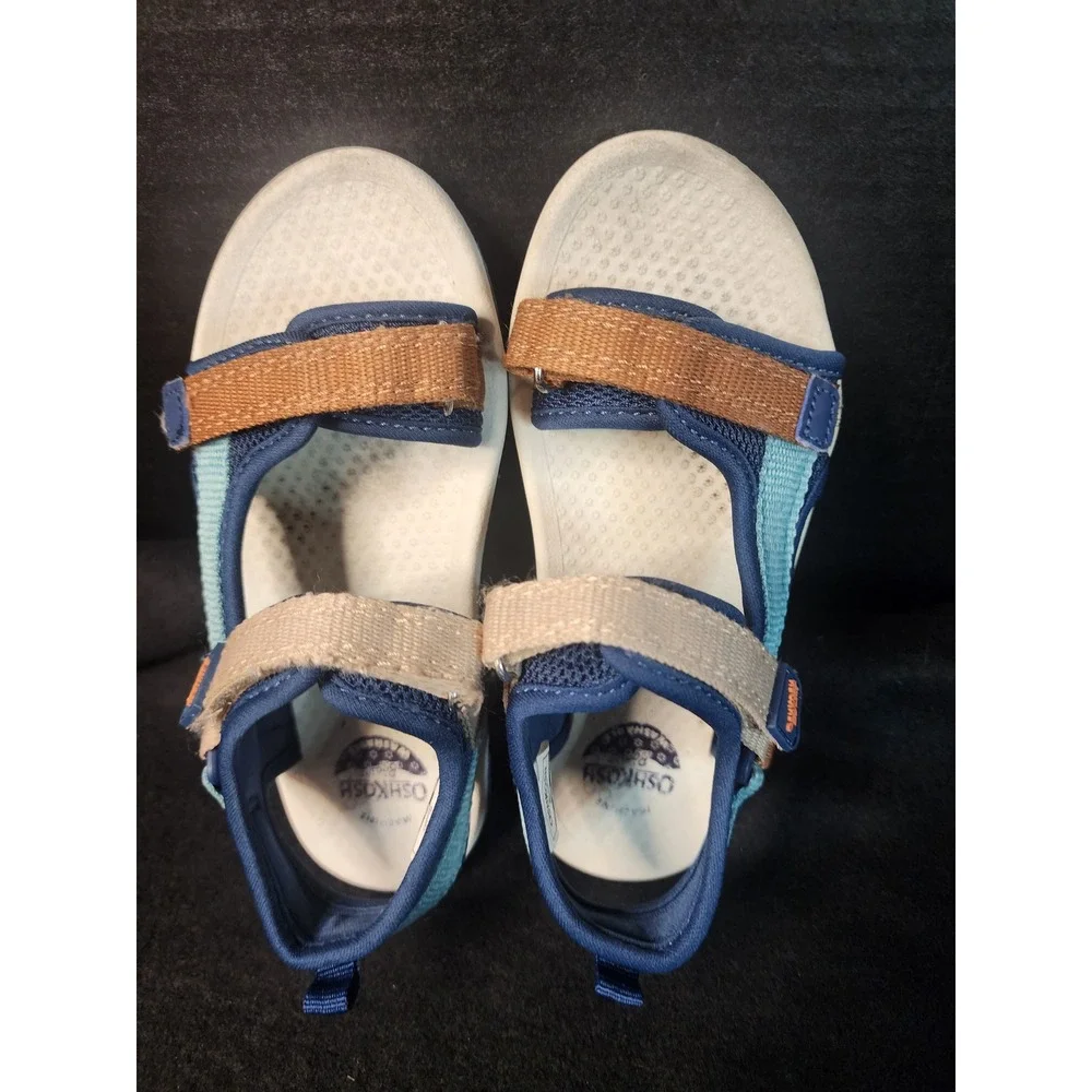 OshKosh Bgosh Boys Blue Brown Athletic Sandals Size 12M Machine Washable
